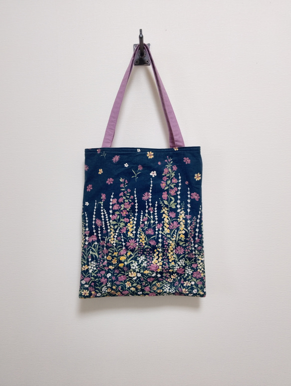 ②マチ無し　A4トート　外ポケット付き 1枚目の画像