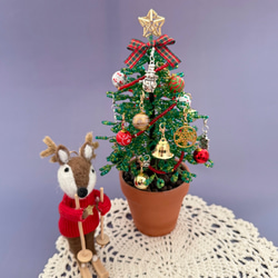 ビーズフラワー　クリスマスツリー（グリーン） 3枚目の画像