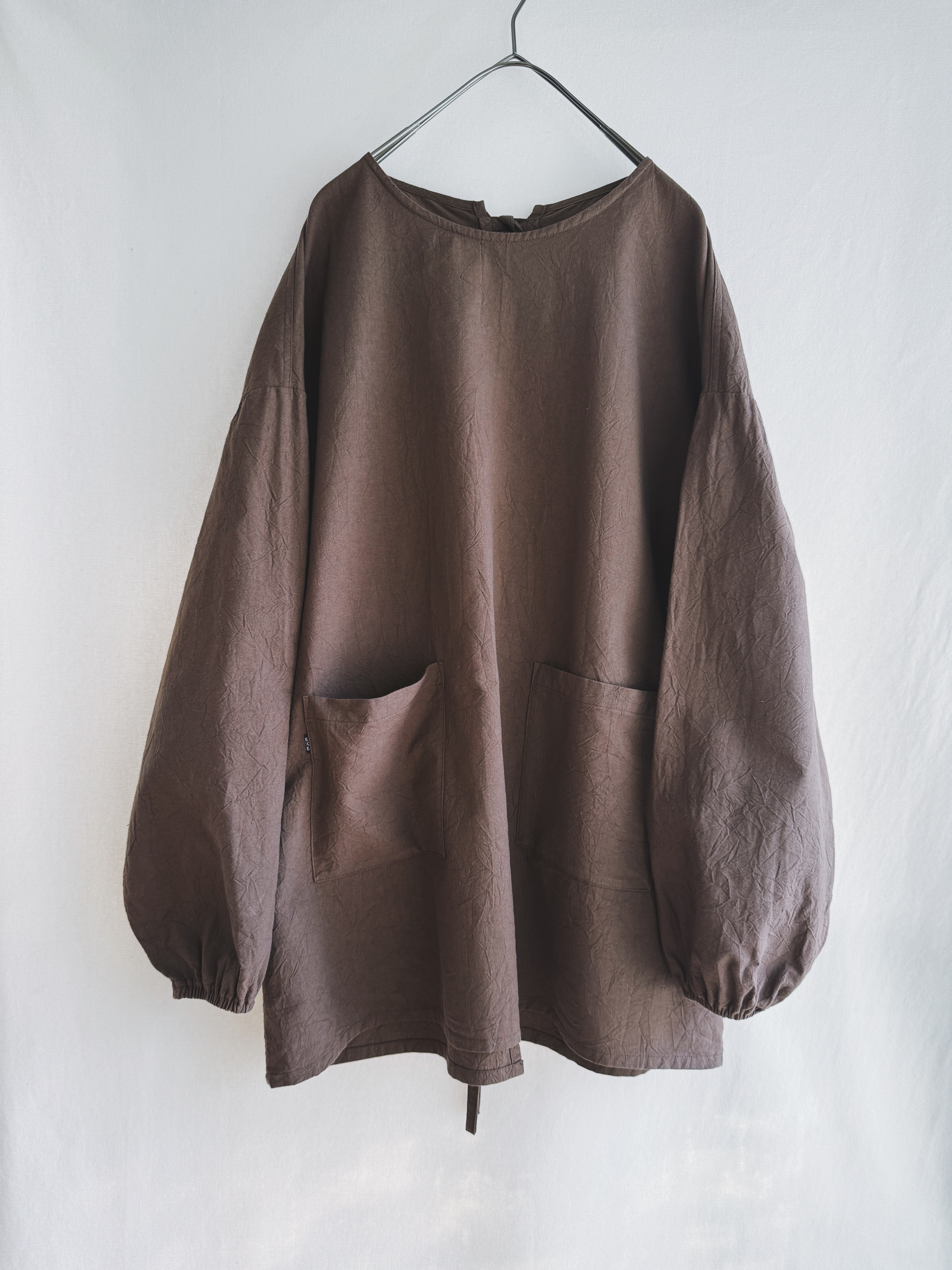 ◇即納◇カッポウ ショート 長ソデ（袖口：ゴム） ブラウン　(オプション不可アイテム）