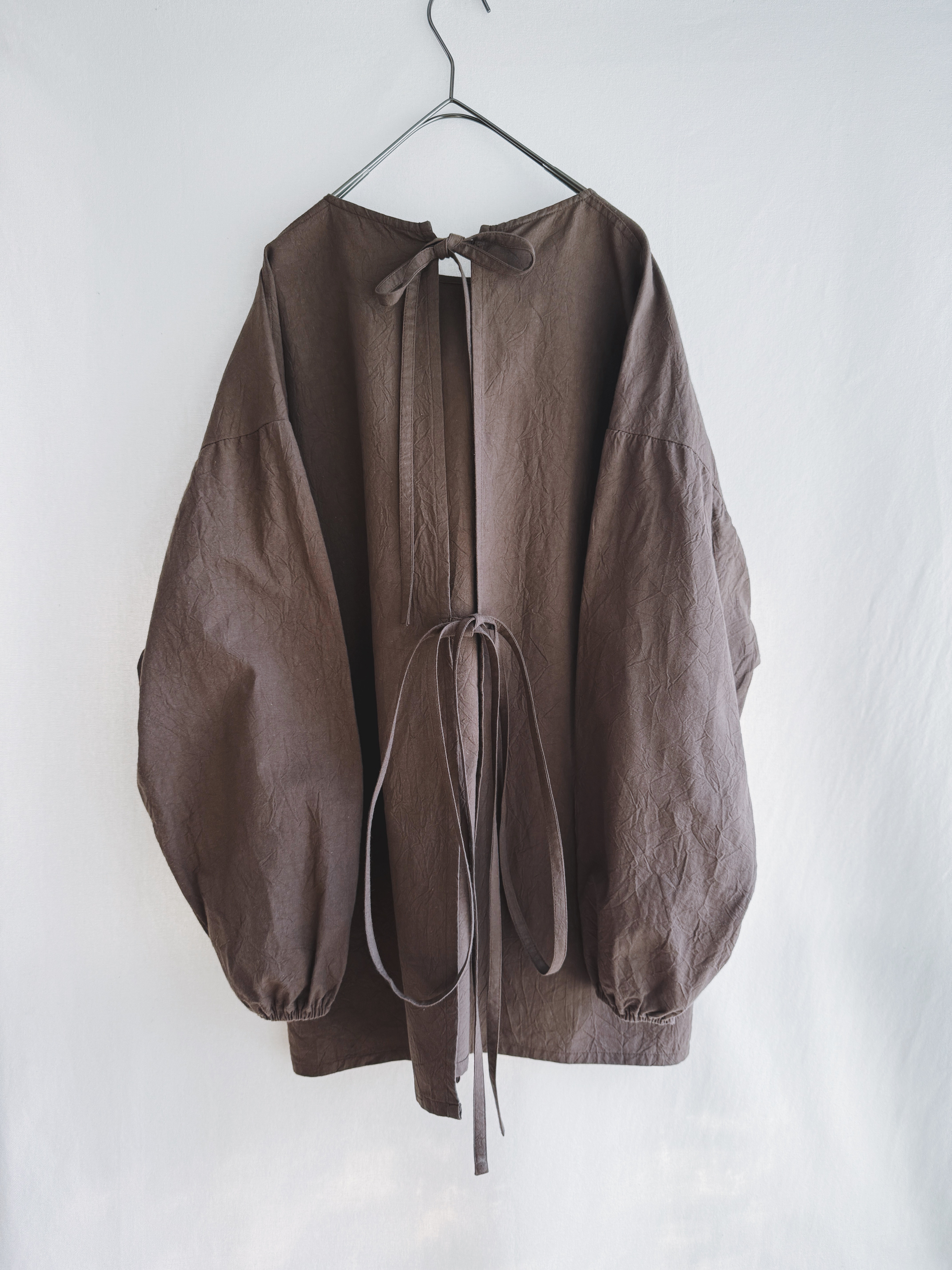 ◇即納◇カッポウ ショート 長ソデ（袖口：ゴム） ブラウン　(オプション不可アイテム）