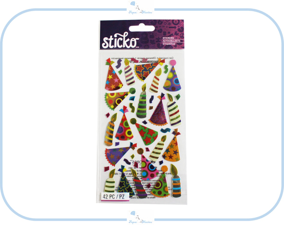 EJ147 STICKO フラットシール Hats and Candles 誕生日 パーティーハット キャンドル お祝い 1枚目の画像