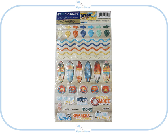 EJ148 Puffy Stickers 2Dシール ステッカーBeach Vibes Puffy ぷっくり 海 夏休み 1枚目の画像