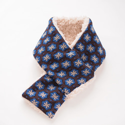 プチフラワー・ジャージージャガード×ふわふわボアのマフラー　中綿入り 2枚目の画像
