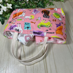 ポップなニャンコのミニミニ手提げ　送料込み 3枚目の画像