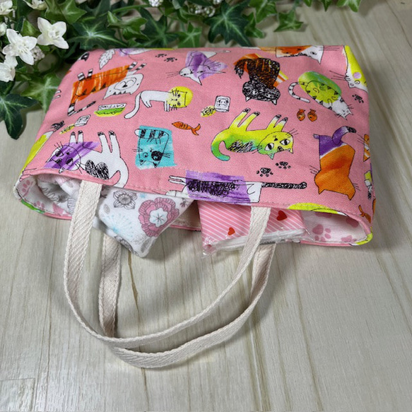 ポップなニャンコのミニミニ手提げ　送料込み 3枚目の画像