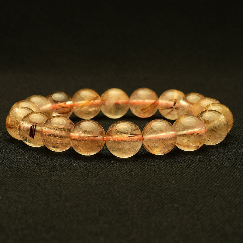 【優しい茶針と透明感】　タイガールチル ブレスレット 11mm　一点物【GHB110】ルチルクォーツ　 京海堂