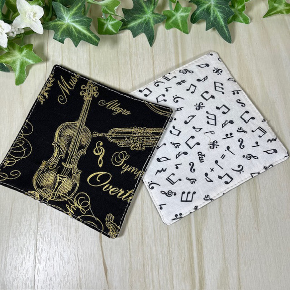 音楽好きさんのペアコースター　弦楽器　現品　送料込み 4枚目の画像