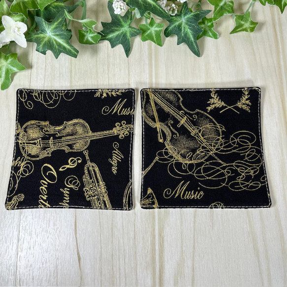 音楽好きさんのペアコースター　弦楽器　現品　送料込み 2枚目の画像
