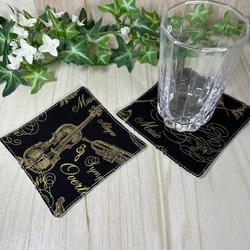 音楽好きさんのペアコースター　弦楽器　現品　送料込み 1枚目の画像