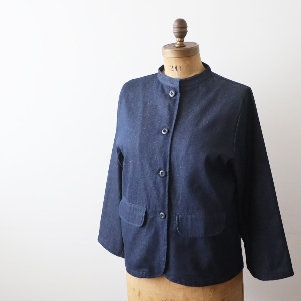 春うららＳＡＬＥ　中厚地／甘織デニム　さっと着れる ジャケット フラップ蓋ポケット　ゆったり インディゴK61