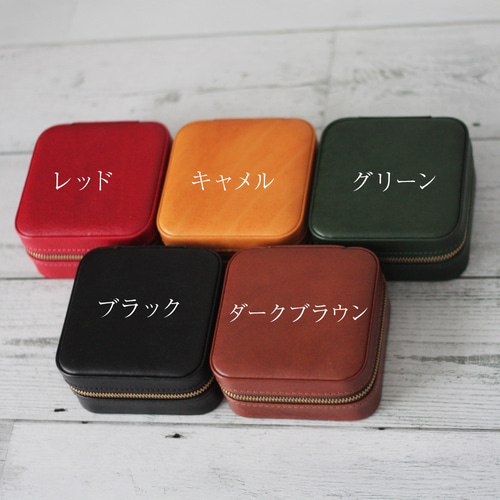 ◼️本革 アクセサリーケース スクエア ジュエリーボックス 携帯用 持