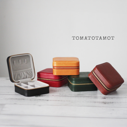 ◼️本革 アクセサリーケース スクエア ジュエリーボックス 携帯用 持