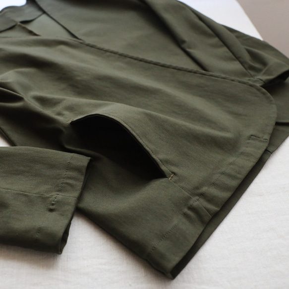 ⁂新作　８５ｃｍ丈　斜横ぐーんと伸びる伸縮ストレッチ　上下セットアップ　ノーカラージャケット　 テーパードパンツK76 8枚目の画像