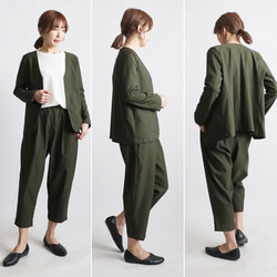 ⁂新作　８５ｃｍ丈　斜横ぐーんと伸びる伸縮ストレッチ　上下セットアップ　ノーカラージャケット　 テーパードパンツK76 19枚目の画像