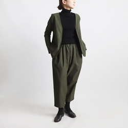 ⁂新作　８５ｃｍ丈　斜横ぐーんと伸びる伸縮ストレッチ　上下セットアップ　ノーカラージャケット　 テーパードパンツK76 15枚目の画像