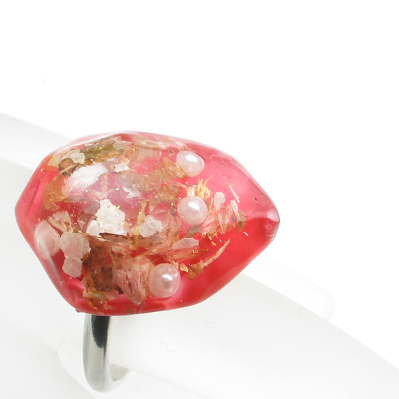 タクラマカンでもゴビでもないけれど紅のクォーツは軽妙巧みに語りだす♪(創作リング)SR912 3枚目の画像