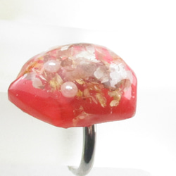 タクラマカンでもゴビでもないけれど紅のクォーツは軽妙巧みに語りだす♪(創作リング)SR912 4枚目の画像