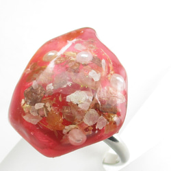 タクラマカンでもゴビでもないけれど紅のクォーツは軽妙巧みに語りだす♪(創作リング)SR912 1枚目の画像