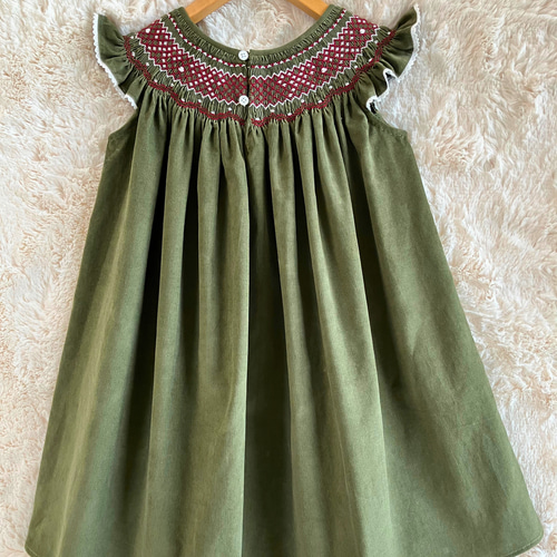 7〜9歳｜一点もの】スモッキング刺繍 ビショップワンピース