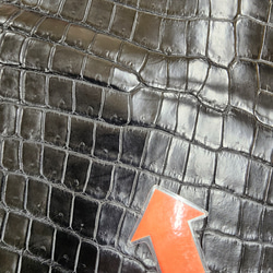 ワニ革 クロコ ナッパ仕上げ  黒 No.C009103 12枚目の画像