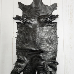 ワニ革 クロコ ナッパ仕上げ  黒 No.C009103 2枚目の画像