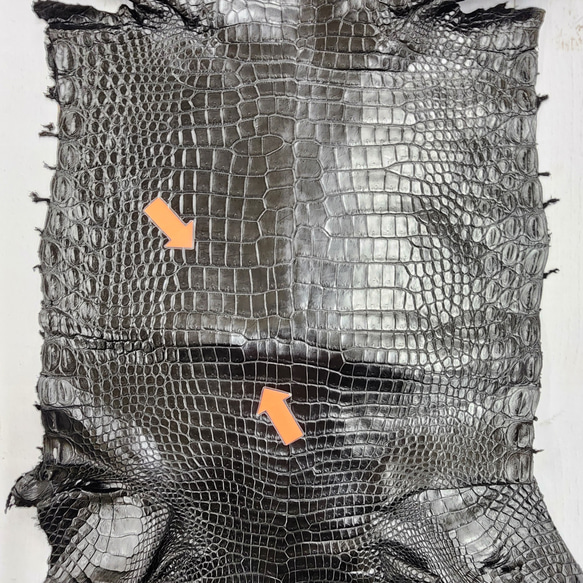 ワニ革 クロコ ナッパ仕上げ  黒 No.C009103 10枚目の画像