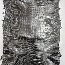 ワニ革 クロコ ナッパ仕上げ  黒 No.C009103 4枚目の画像