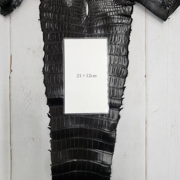 ワニ革 クロコ ナッパ仕上げ  黒 No.C009103 9枚目の画像