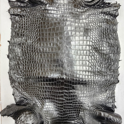 ワニ革 クロコ ナッパ仕上げ  黒 No.C009104 4枚目の画像