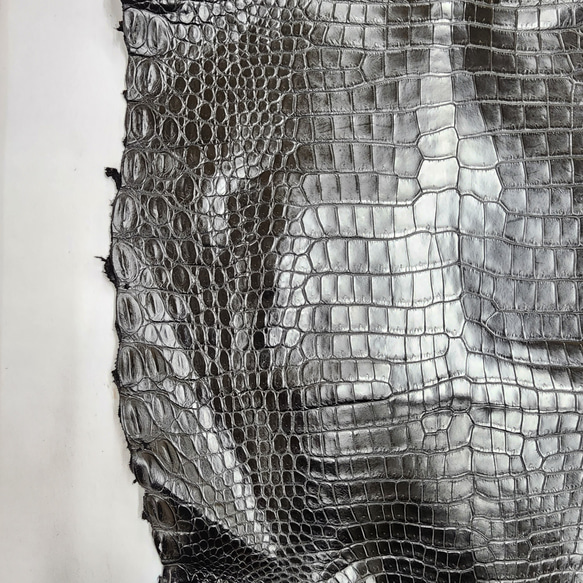ワニ革 クロコ ナッパ仕上げ  黒 No.C009104 14枚目の画像