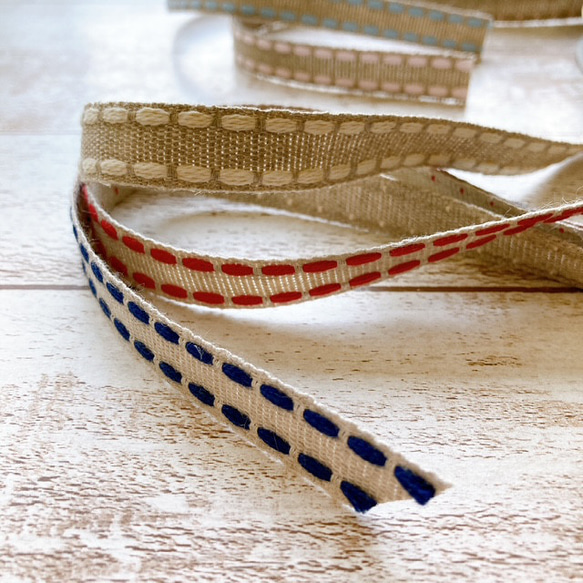 ぷっくりステッチ柄リボン BEL-1461　カラー・サイズ選択　1mより　 1枚目の画像