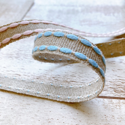 ぷっくりステッチ柄リボン BEL-1461　カラー・サイズ選択　1mより　 2枚目の画像