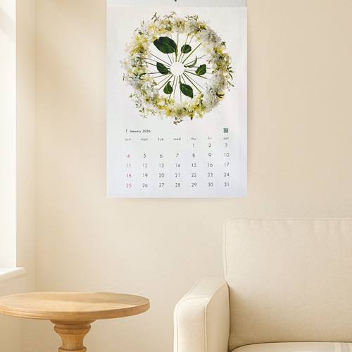 花グラフィックアートカレンダー2026年 壁掛タイプ カレンダー Keita