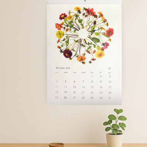 花グラフィックアートカレンダー2026年 壁掛タイプ カレンダー Keita