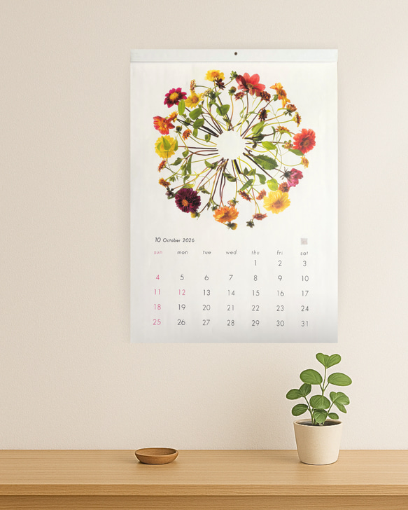 花グラフィックアートカレンダー2026年 壁掛タイプ カレンダー Keita