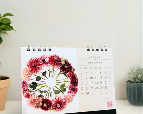 花グラフィックアートカレンダー2026年 卓上タイプ カレンダー Keita