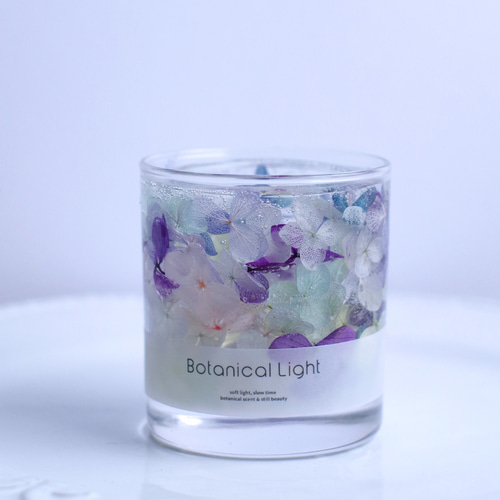 モネのスイレン風 – 紫陽花の水彩ボタニカルキャンドルホルダーセット