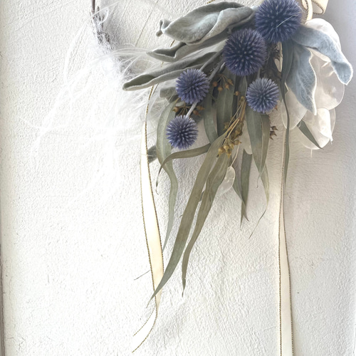 クリスマスリース ハーフリース スワッグ ドライフラワー ルナリア