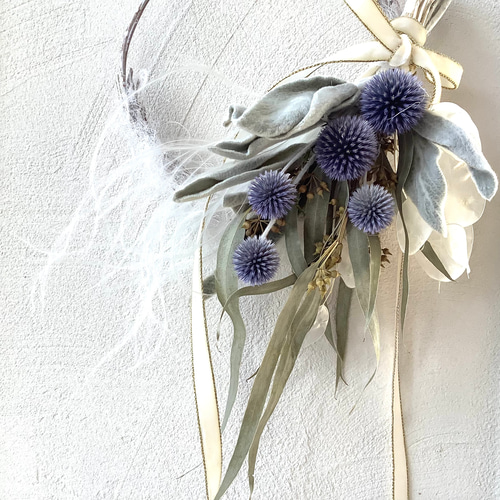 クリスマスリース ハーフリース スワッグ ドライフラワー ルナリア