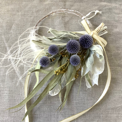 クリスマスリース ハーフリース スワッグ ドライフラワー ルナリア