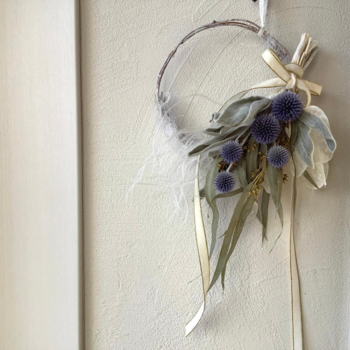 クリスマスリース ハーフリース スワッグ ドライフラワー ルナリア