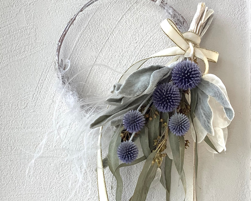 クリスマスリース ハーフリース スワッグ ドライフラワー ルナリア