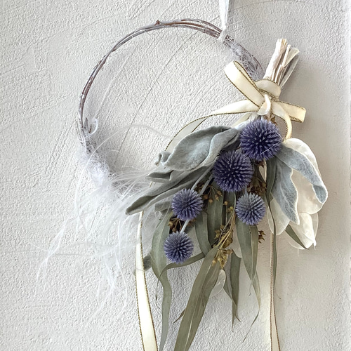 クリスマスリース ハーフリース スワッグ ドライフラワー ルナリア