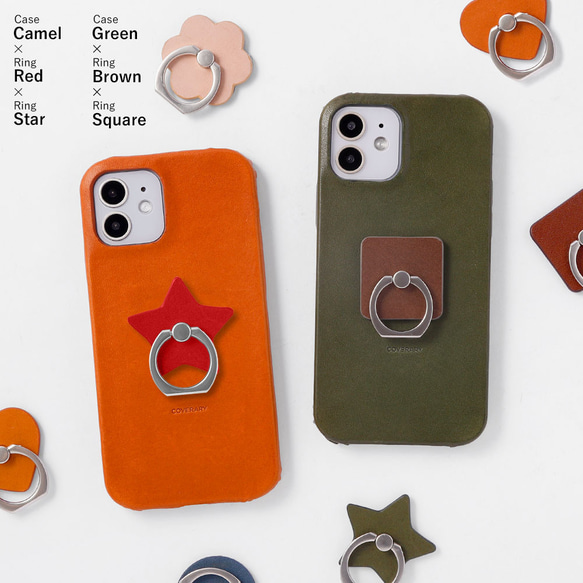 スマホリング　栃木レザー ほぼ 全機種対応 シンプル スマホケース iPhone　AQUOS #mm00001684 1枚目の画像