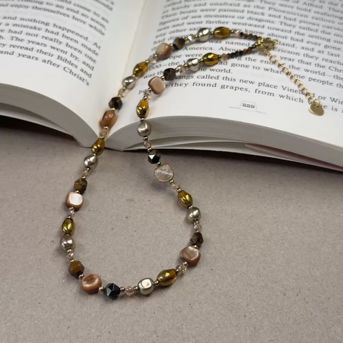 ビーズ天然石ネックレス0305 ネックレス・ペンダント olive 通販