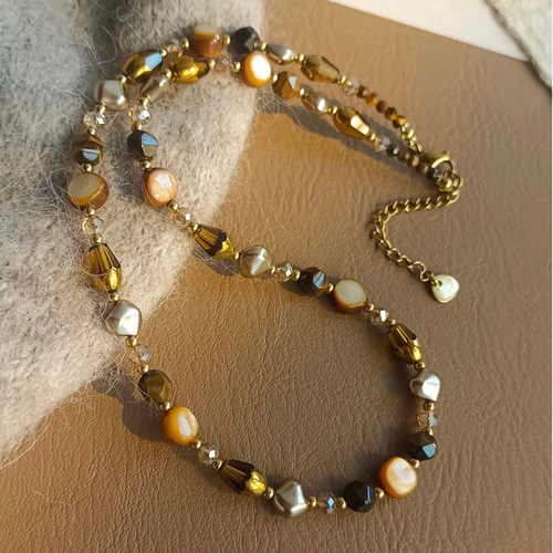 ビーズ天然石ネックレス0305 ネックレス・ペンダント olive 通販