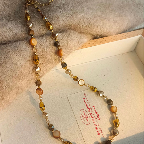 ビーズ天然石ネックレス0305 ネックレス・ペンダント olive 通販