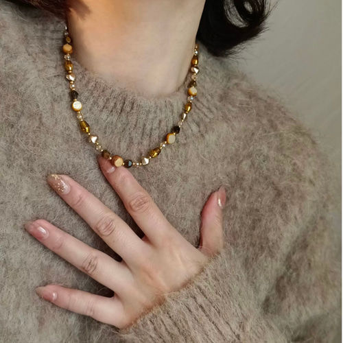 ビーズ天然石ネックレス0305 ネックレス・ペンダント olive 通販