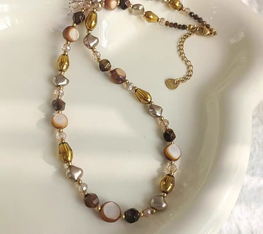 ビーズ天然石ネックレス0305 ネックレス・ペンダント olive 通販