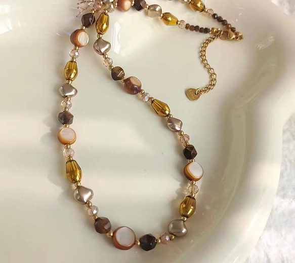 ビーズ天然石ネックレス0305 ネックレス・ペンダント olive 通販